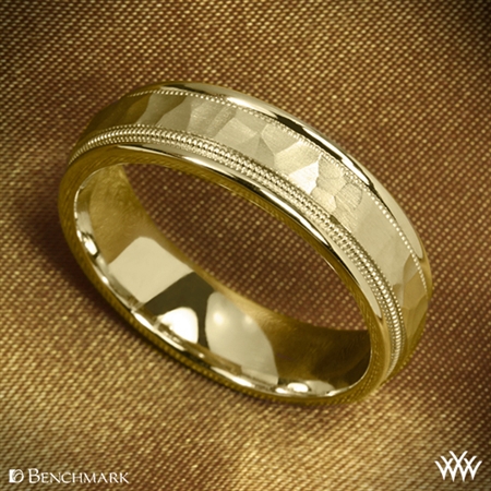 Benchmark Hammered Milgrain Wedding Ring